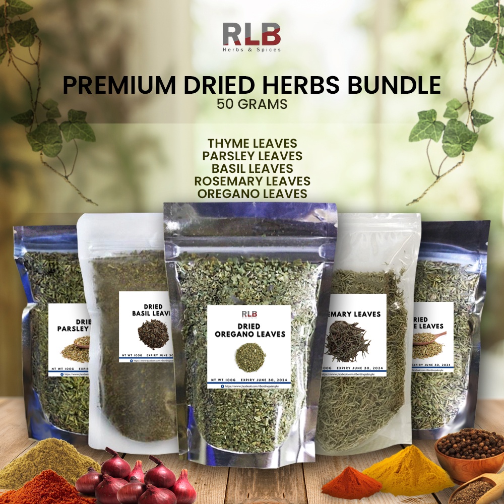 Premium Dried Herbs Bundle 50 grams Thyme, Parsley, Basil, Rosemary