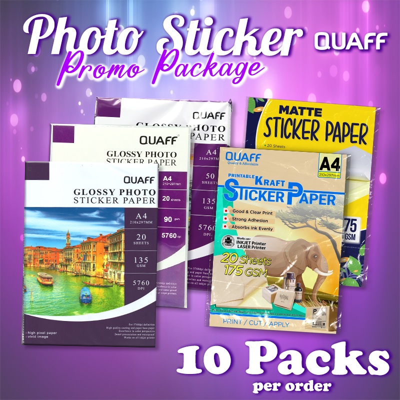 10 packs of QUAFF Glossy Photo Sticker (90GSM / 135GSM) | Shopee Singapore