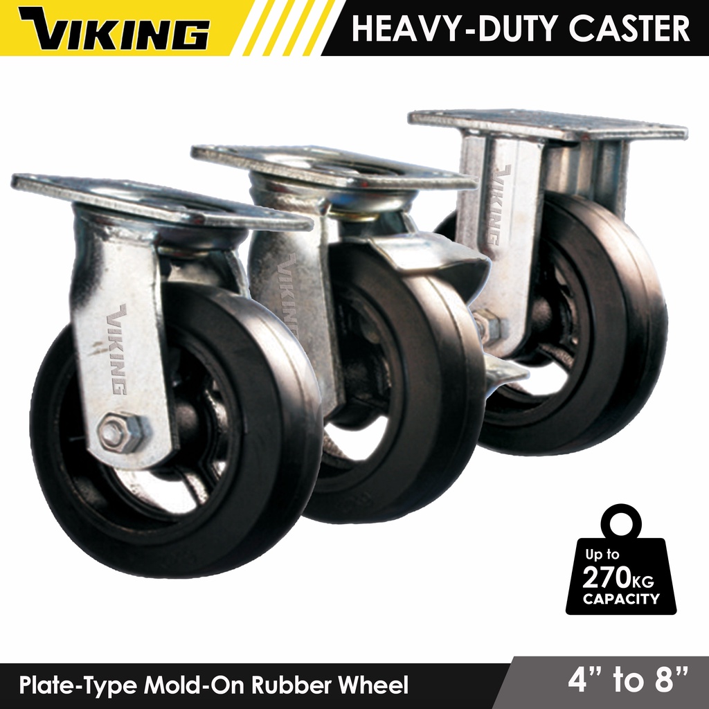 CasterHQ 10" X 2-1/2" Rubber On Cast Iron Wheel – 1000 Lb Capacity Molded Caster