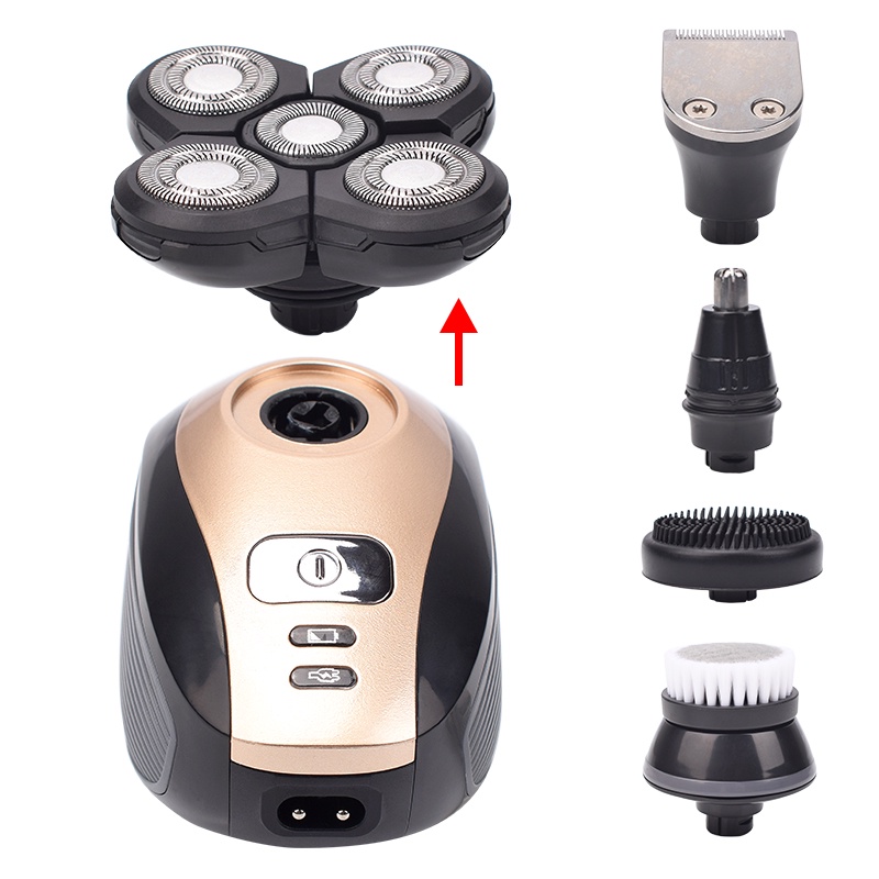 5 In 1 4D Men's Rechargeable Bald Head Electric Shaver 5 Floating Heads ...