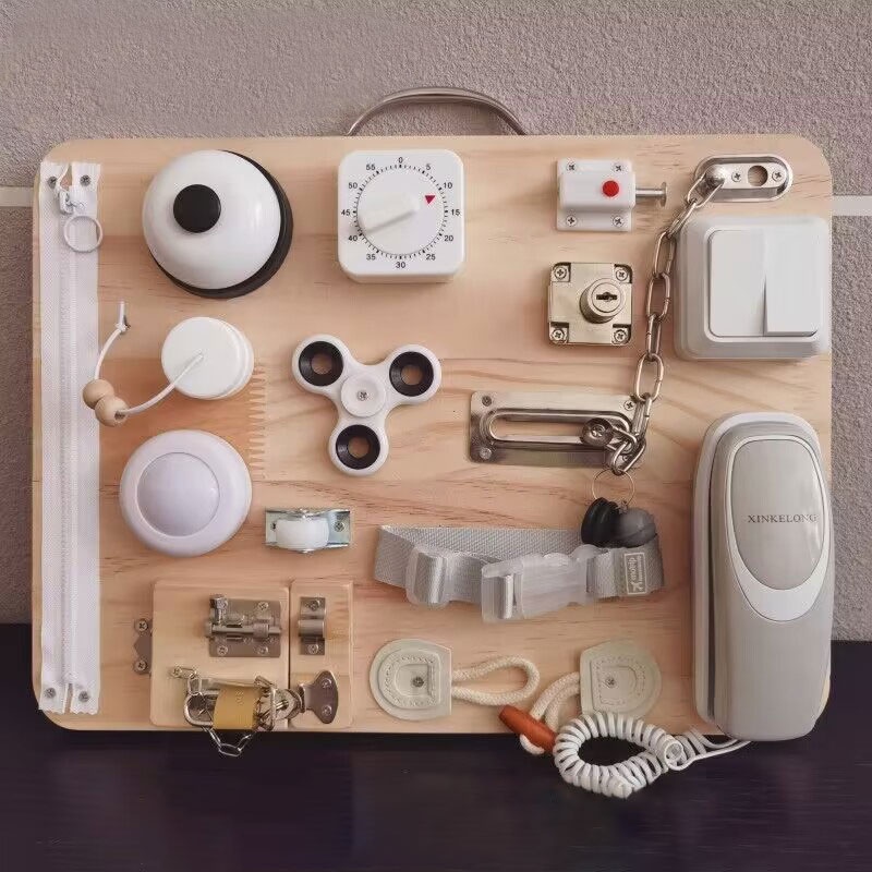 Kids Busy Board Material Activity Sensory Busyboard Parts Montessori Educational Toy Basic Life