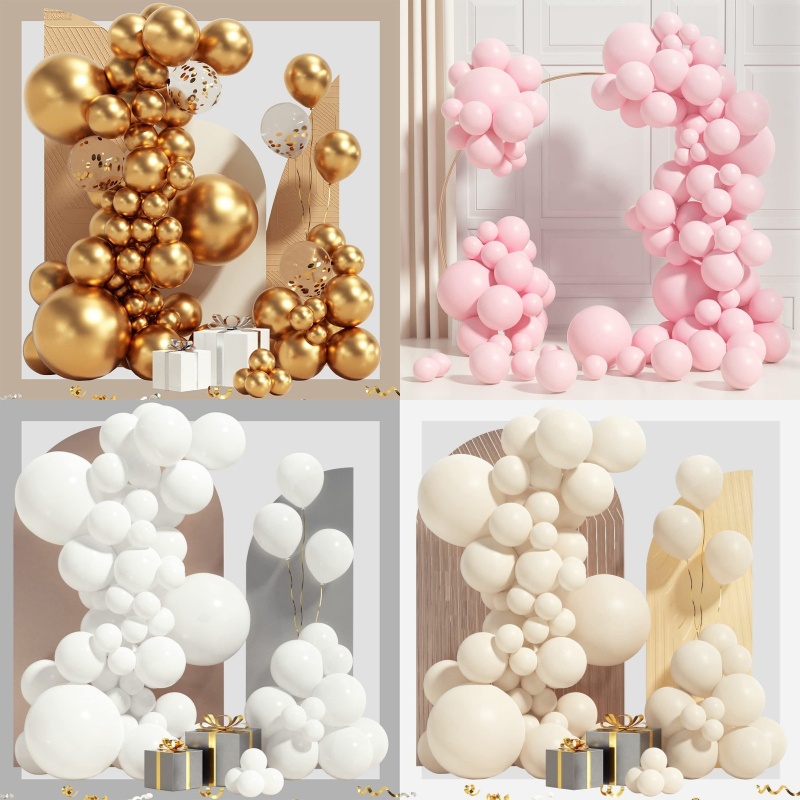 White Gold Balloon Garland Arch Kit Happy Birthday Balloons Party ...