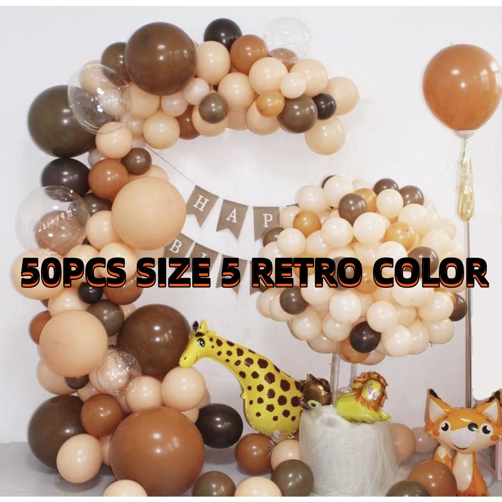 50Pcs Size 5 Inches Retro Color Latex Balloon Birthday Celebrate