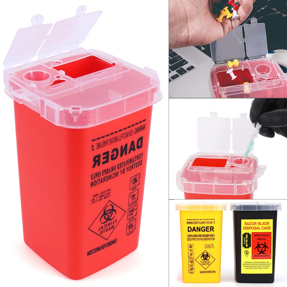 1L Plastic Tattoo Medical Supplies Container Waste Box Disposable