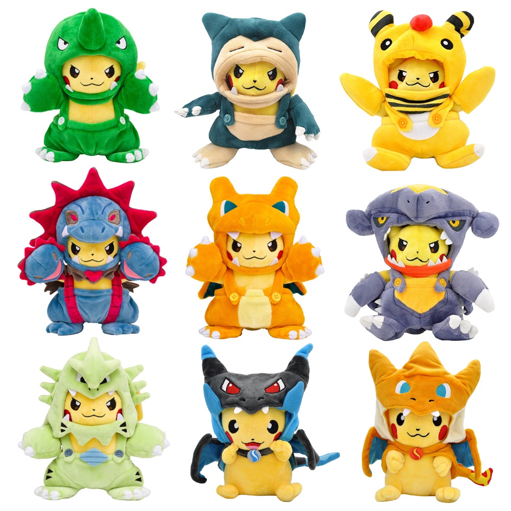 Pokemon Pikachu Cosplay Plush Toy Eevee Charizard Snorlax Garchomp Tyranitar Hydreigon Ampharos Stuffed Doll Collection GiftLatius Latius Shopee Singapore