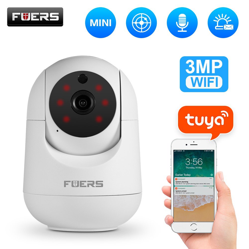 3MP IP Camera Tuya Smart Home Indoor WiFi Wireless Audio Cam CCTV ...
