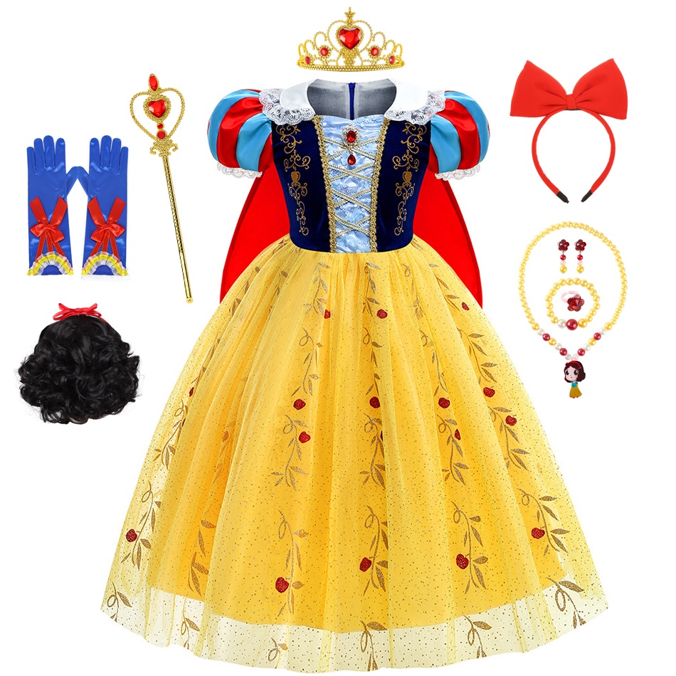 TPMG Princess Costume Dress Set For Girls - Includes Dress, Wig, Tiara, Wand & Jewelry (Sizes 3T-10Y) - View #2