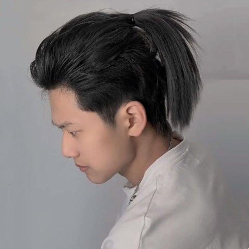 Samurai head wig men s back head ponytail handsome Korean version