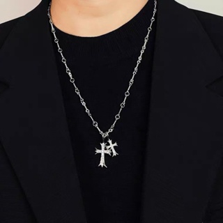 Chrome Hearts Double Cross With Safety Pin Necklace - Girls