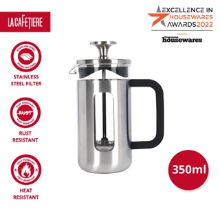 12oz, 1pc French Press Espresso and Tea Maker with Triple Filters,  Stainless Steel Plunger and Heat Resistant Borosilicate Glass