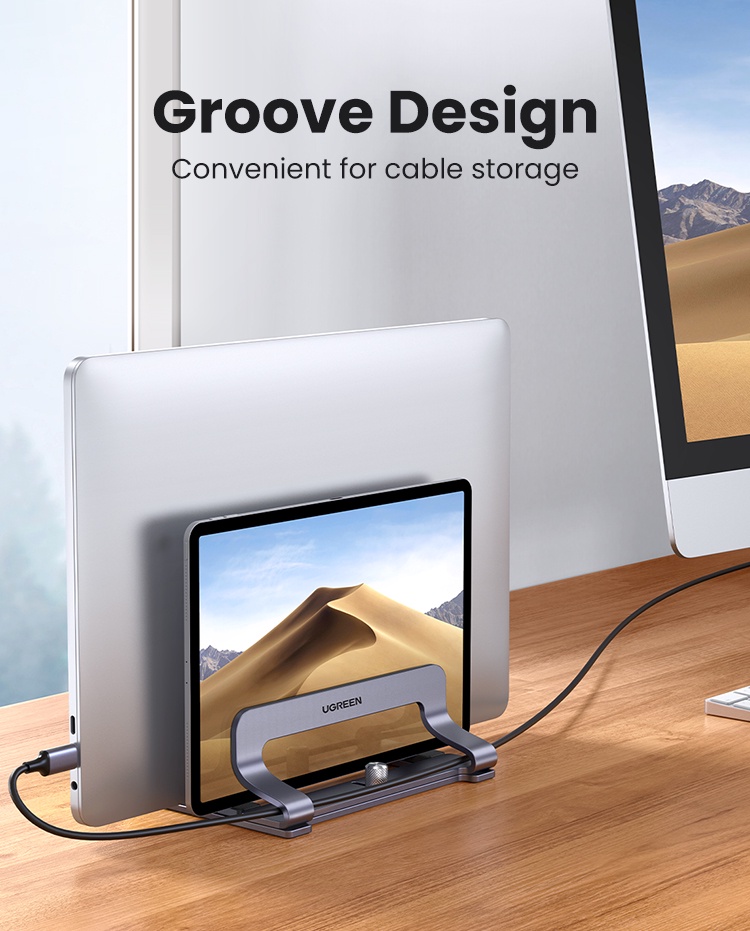 Mount-It! Vertical Laptop Stand - Space Saving 2-in-1 Dock & Riser For MacBook, Aluminum Holder For Desk - View #4