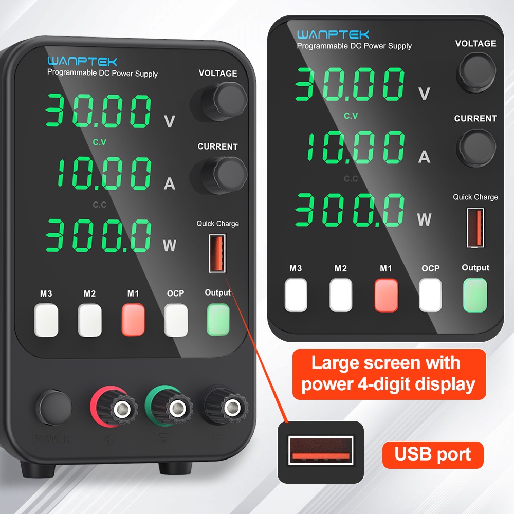 Wanptek Programmable Lab DC Power Supply 30V 10A Adjustable Laboratory ...