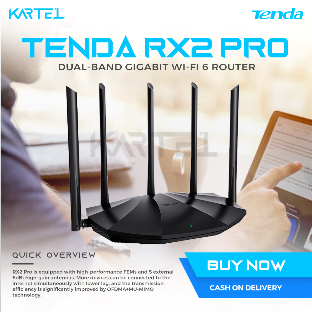 TENDA WiFi 6 RX2 Pro AX1500 Dual Band Gigabit Wireless Router [ENGLISH ...
