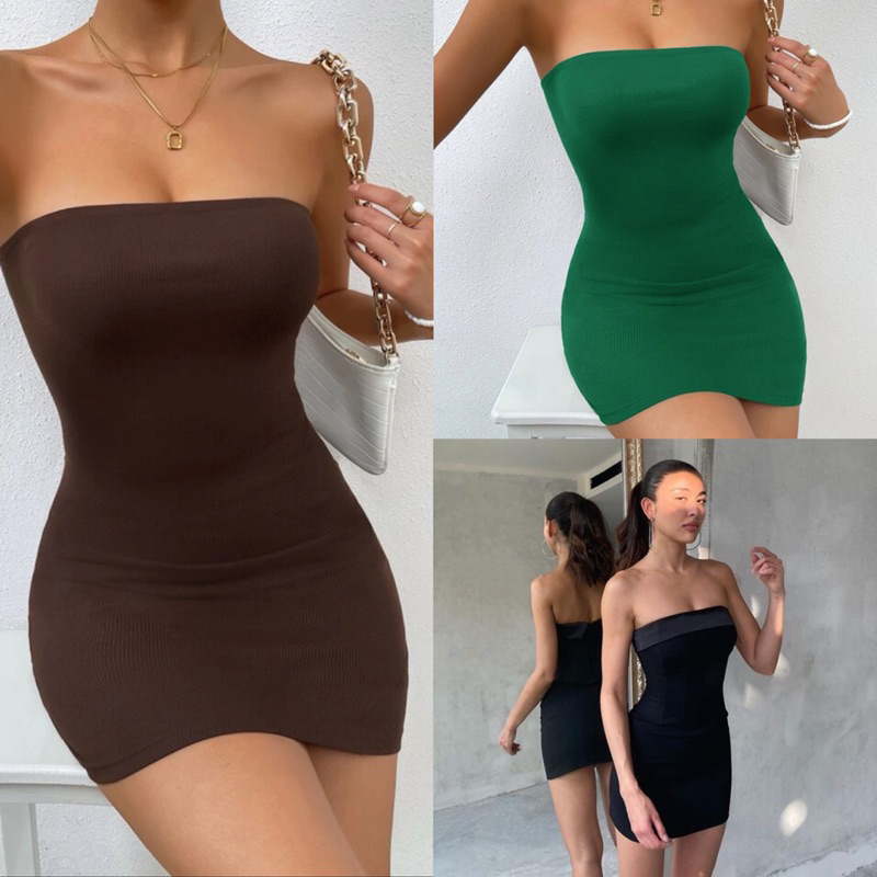 Tube Mini Body Hugging Bodycon Dress Shopee Singapore