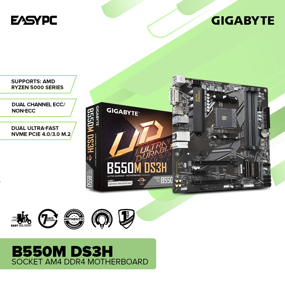EasyPC Gigabyte B550M DS3H Socket Am4 Ddr4 Motherboard Micro ATX