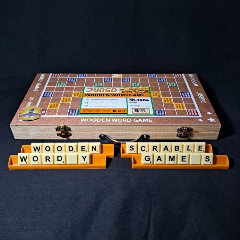 Wooden Word Game with Plastic Letter Tiles | JUNSD's Scrabble Wood ...