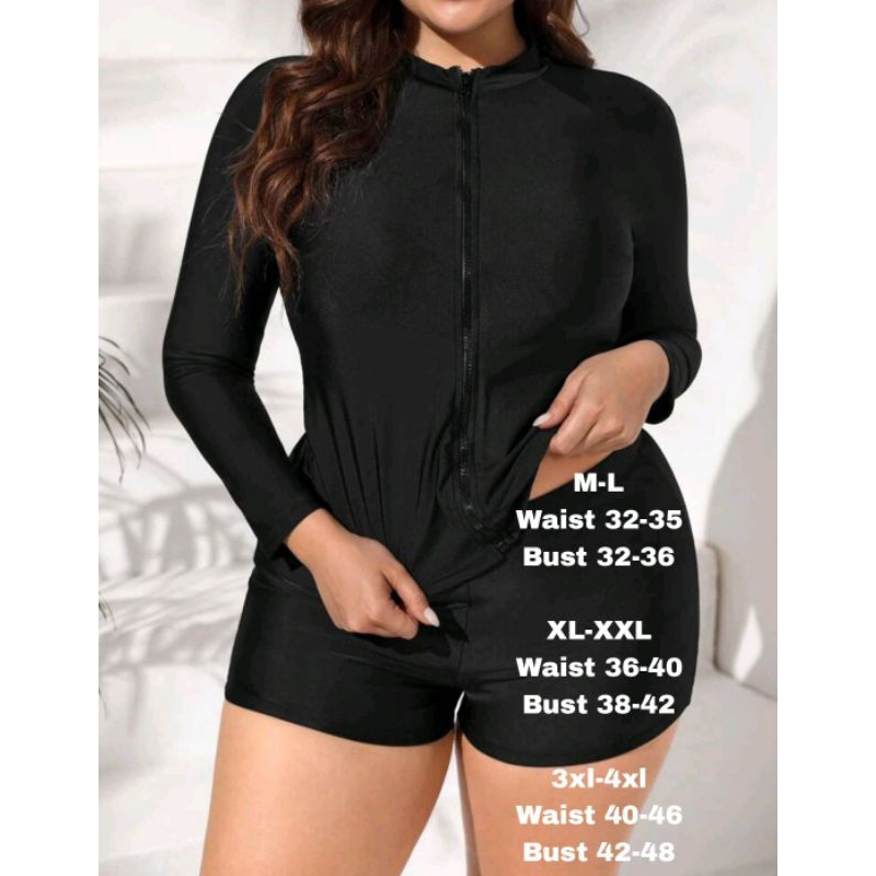 EWKPLAIN ZIPPER LADIES PLUS SIZE RASHGUARD SET XS6XL (NEW COLORS