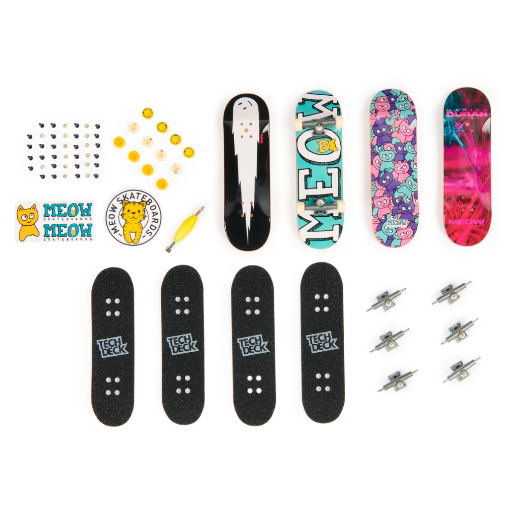 Tech Deck Mini Fingerboard 4 Pack Multipack Set Meow Skate Toys For