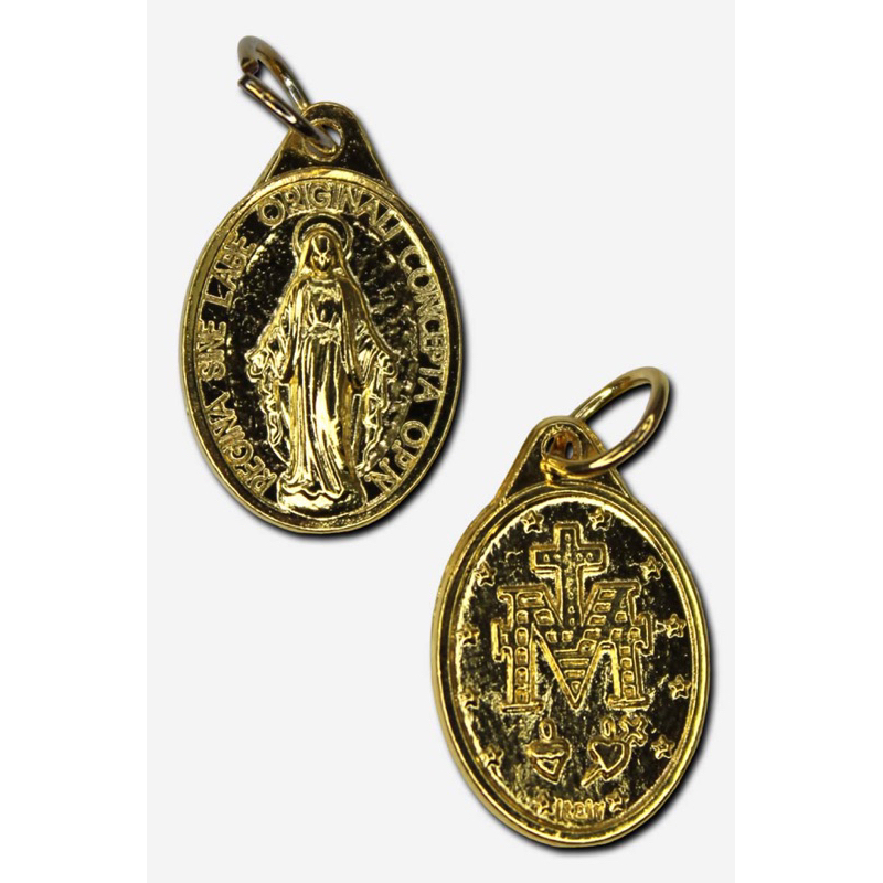 Our Lady of Miraculous Medal Pendant 13 x 20 mm Gold Colored Italy ...