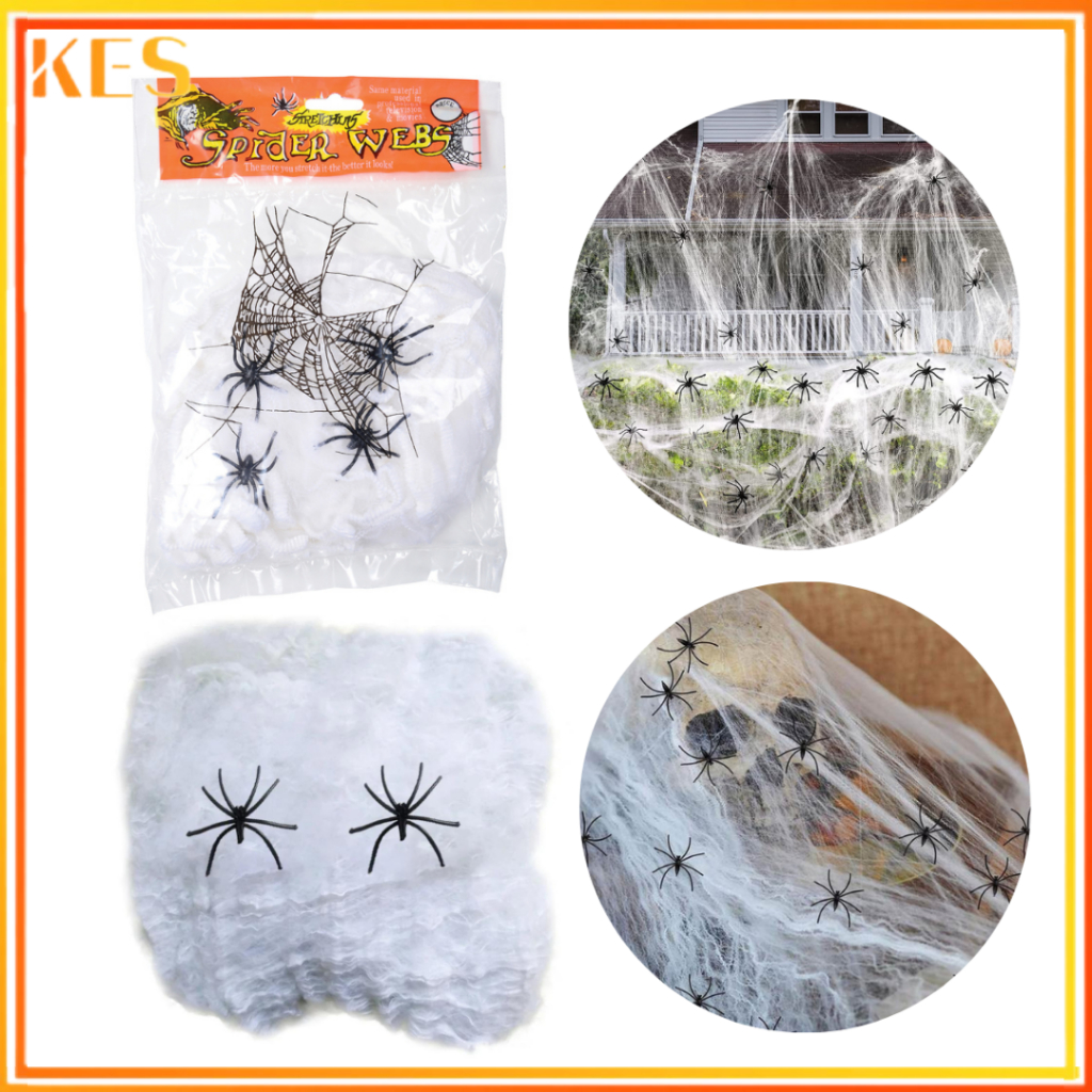 Halloween Spider  20G with Fake Spiders, Super Stretch Fake Spider