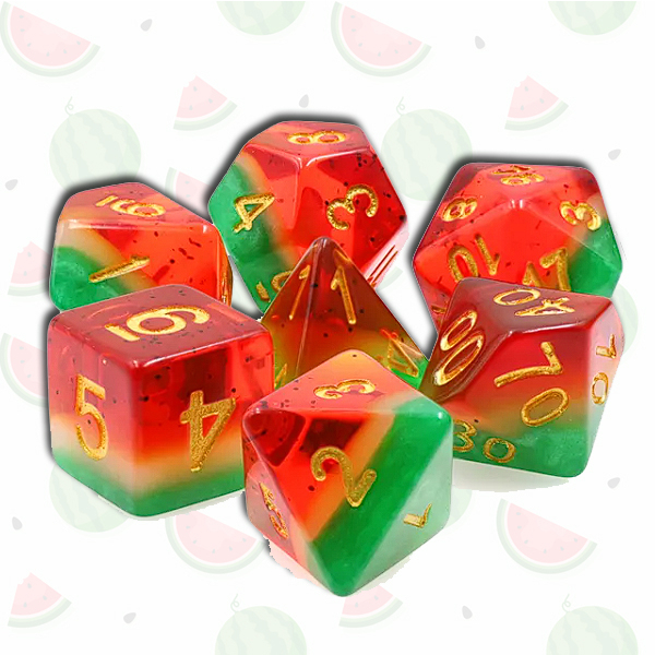 WATERMELON JELLO - 7pcs Polyhedral Dice Set for Dungeons and Dragons ...