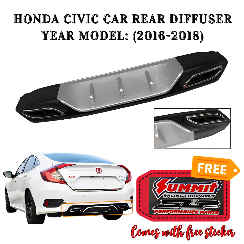 OAPC 2016 2017 2018 HONDA CIVIC SILVER Car Rear Bumper Diffusers Lip