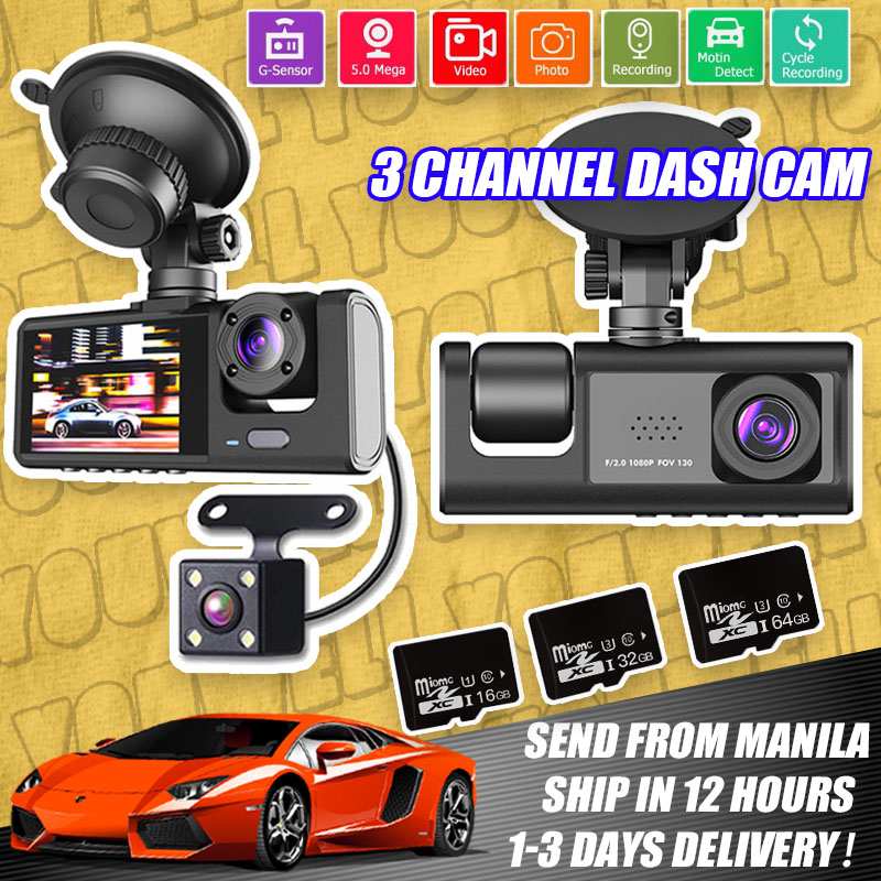 1080P HD 3 Camera Dash Cam Car Front And Rear 4K Night Vision Car View ...