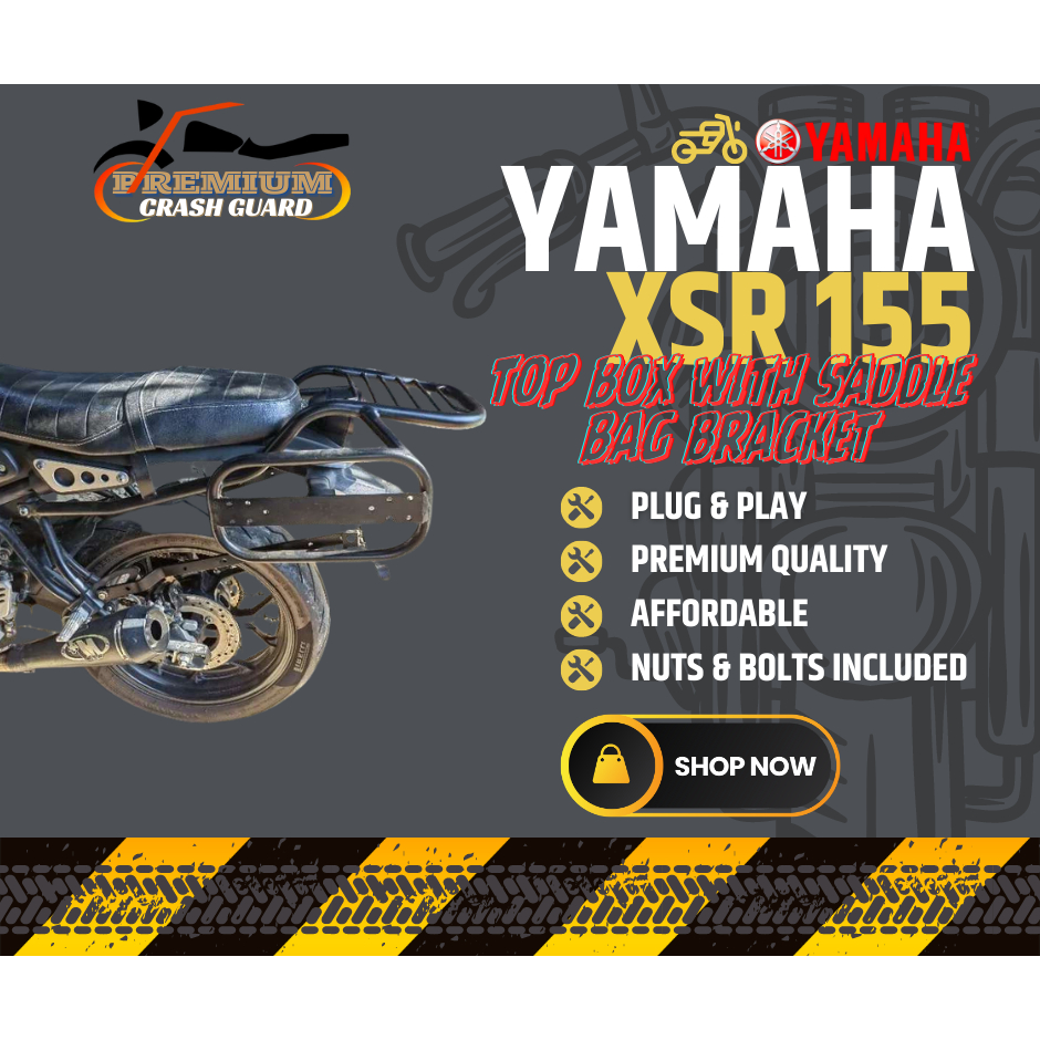 Yamaha Xsr 155 Heavy Duty Top Box Bracket And Top Box With Saddle Bag