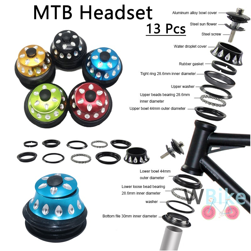 MAS AUTO Alloy Bicycle Headset Mountain Bike headset 44mm MTB Straight