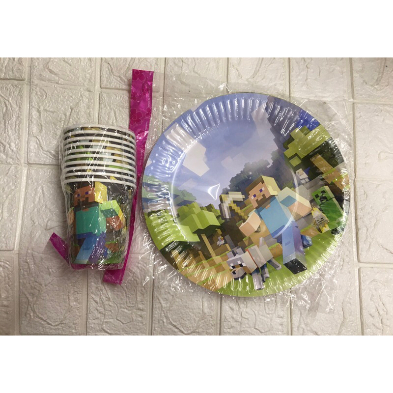 Minecraft paper cups/plate (10pcs) Shopee Singapore