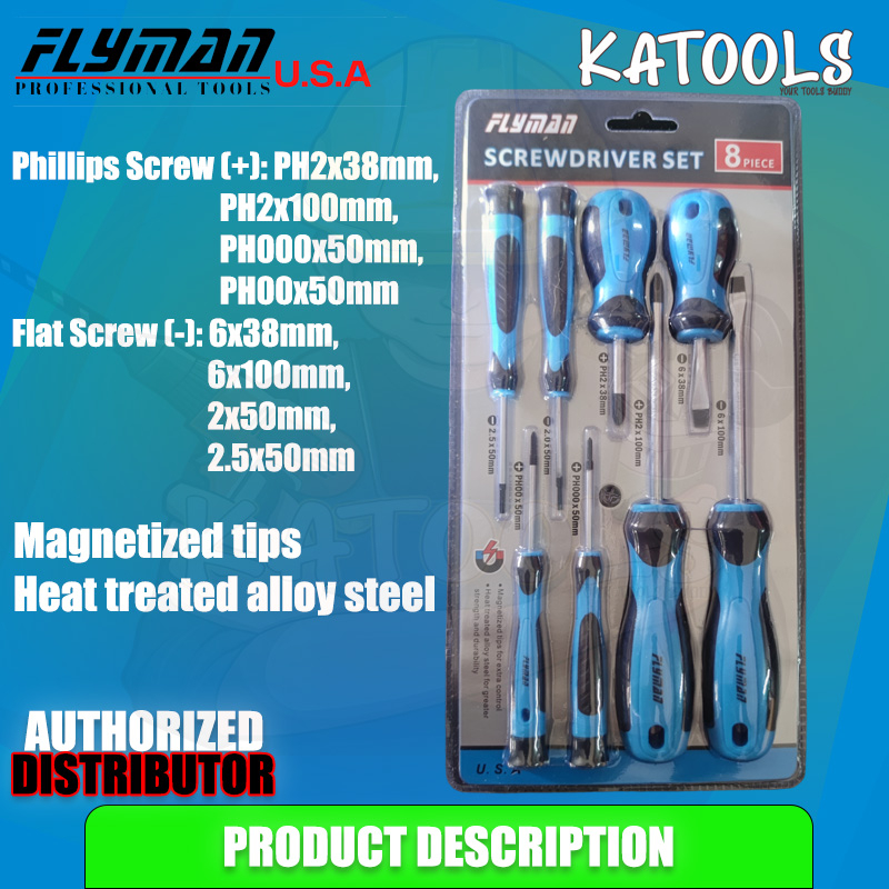 FLYMAN SCREW DRIVER SET 8PCS (FLAT AND PHILLIPS SCREW) | Shopee Singapore