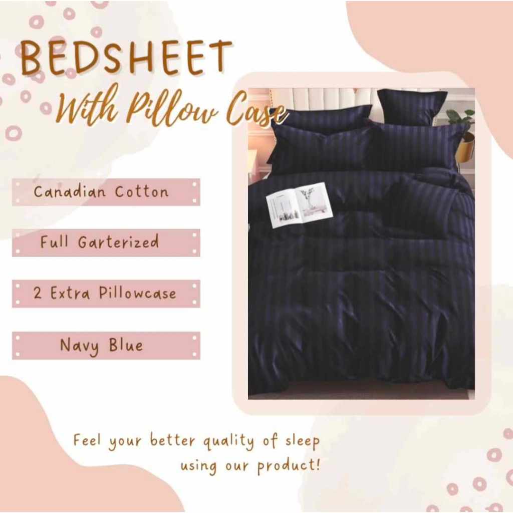 L.CO LUXURY HOTEL BEDSHEETS WITH 2 PILLOW CASE PLAIN CANADIAN COTTON (NAVYBLUE) Shopee Singapore