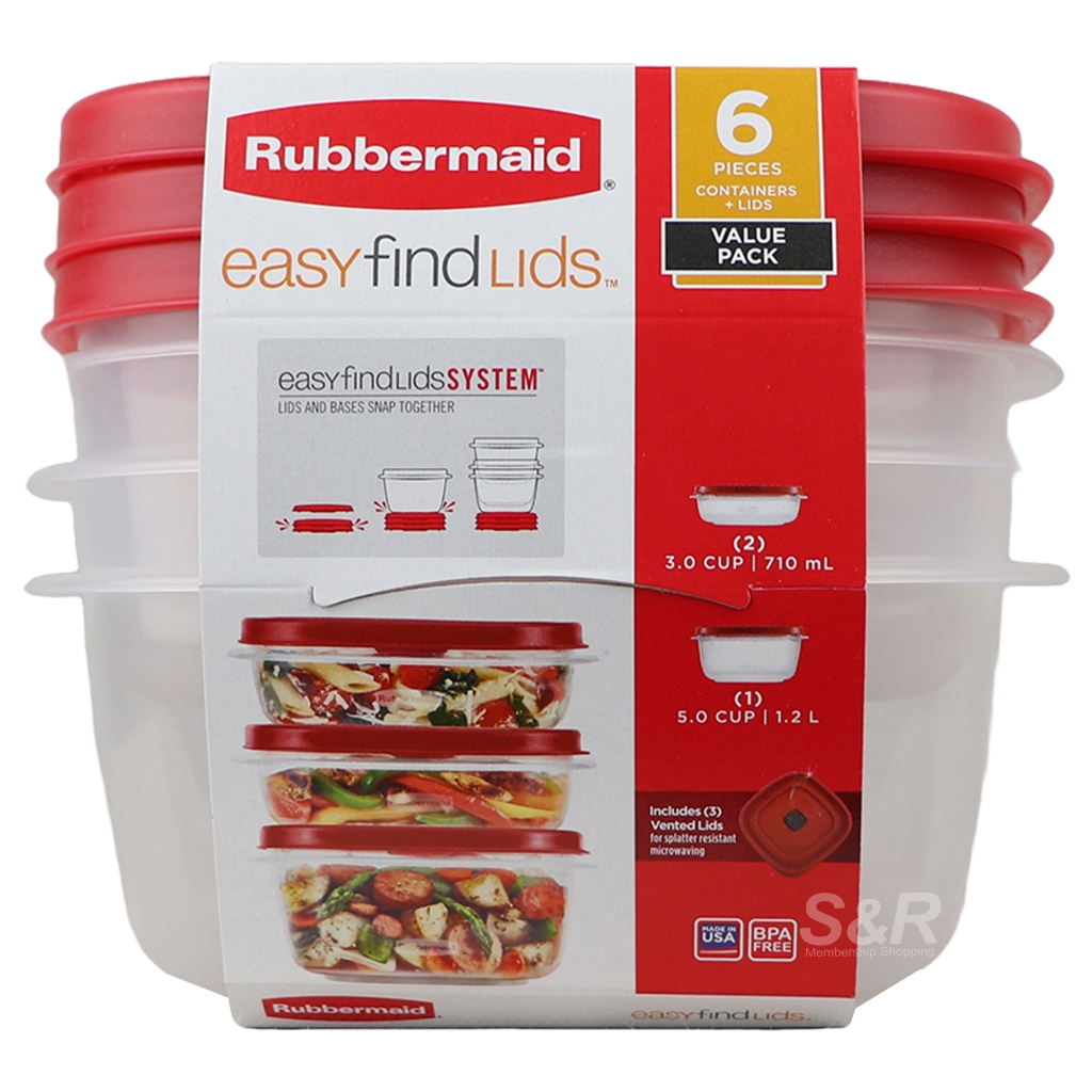 Rubbermaid Easy Find Lids System Square Container 6pc set | Shopee ...