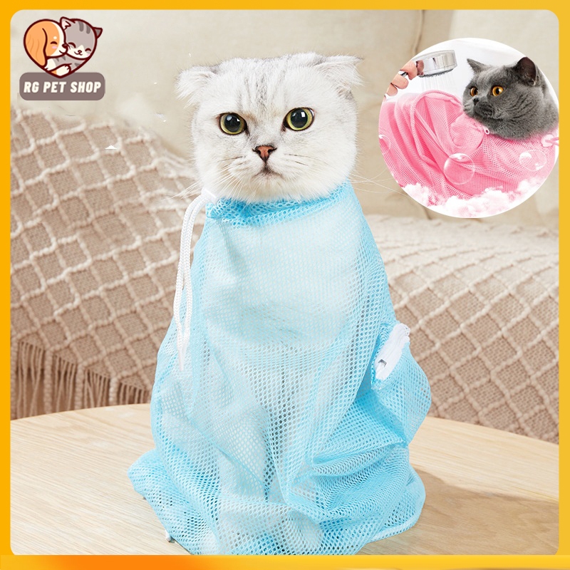 Cat Grooming Bath Bag Cat Bathing Bag Mesh Pet Nail Care Net Anti Bite ...