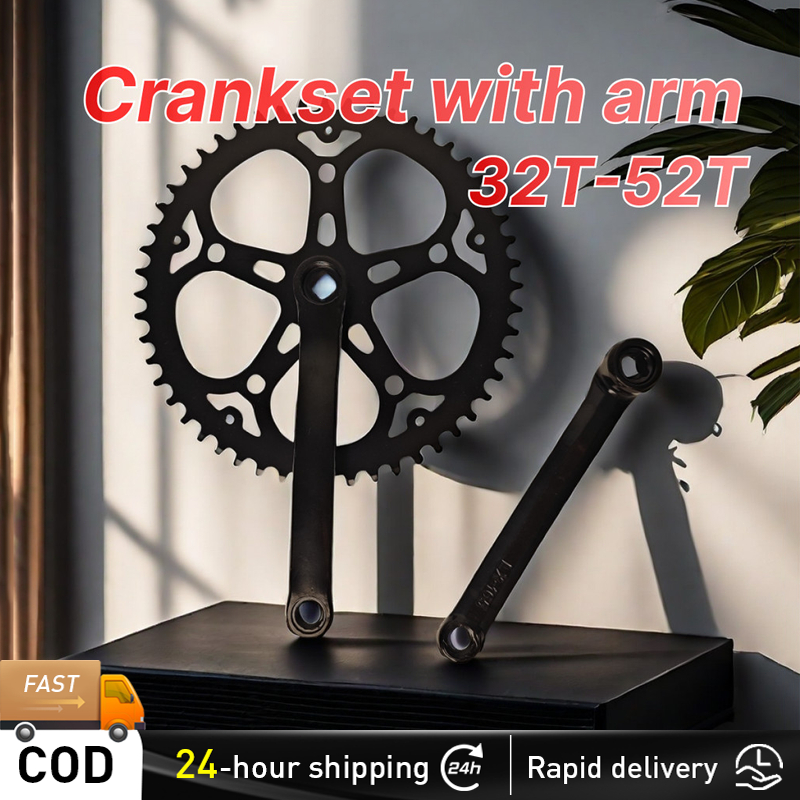 Crankset Fixie Mountain Bike with Crank Arm 36 40 44 48 52T 165mm Sprocket for Square Type BMX MTB