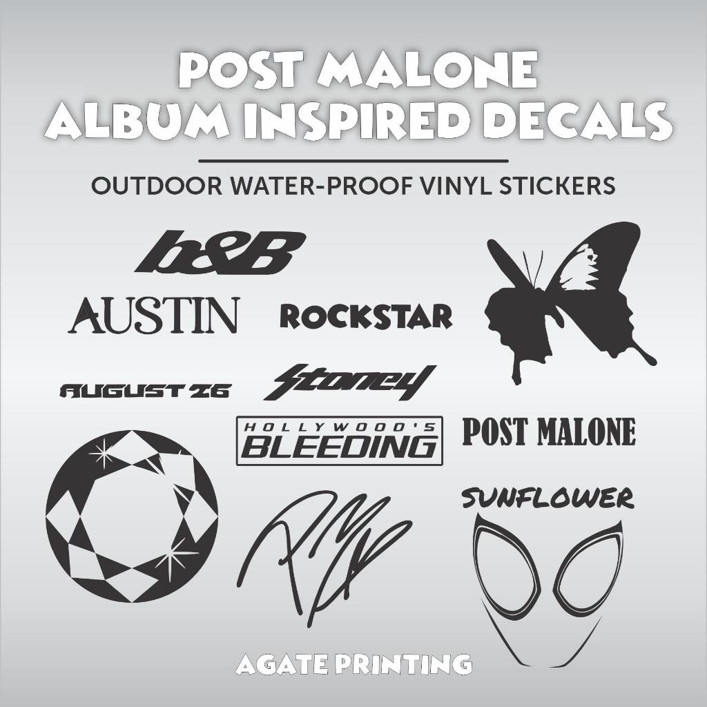 Post Malone Album Inspired Decals Stickers for TUMBLERS, LAPTOPS ...