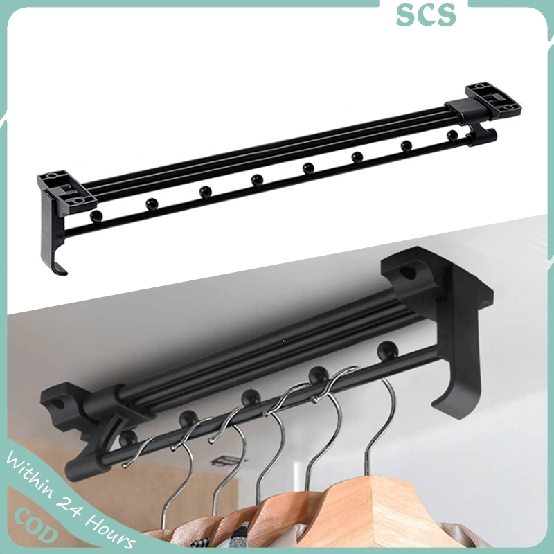 Telescopic Valet Closet Rod Adjustable Pull Out Clothes Hanger Rack