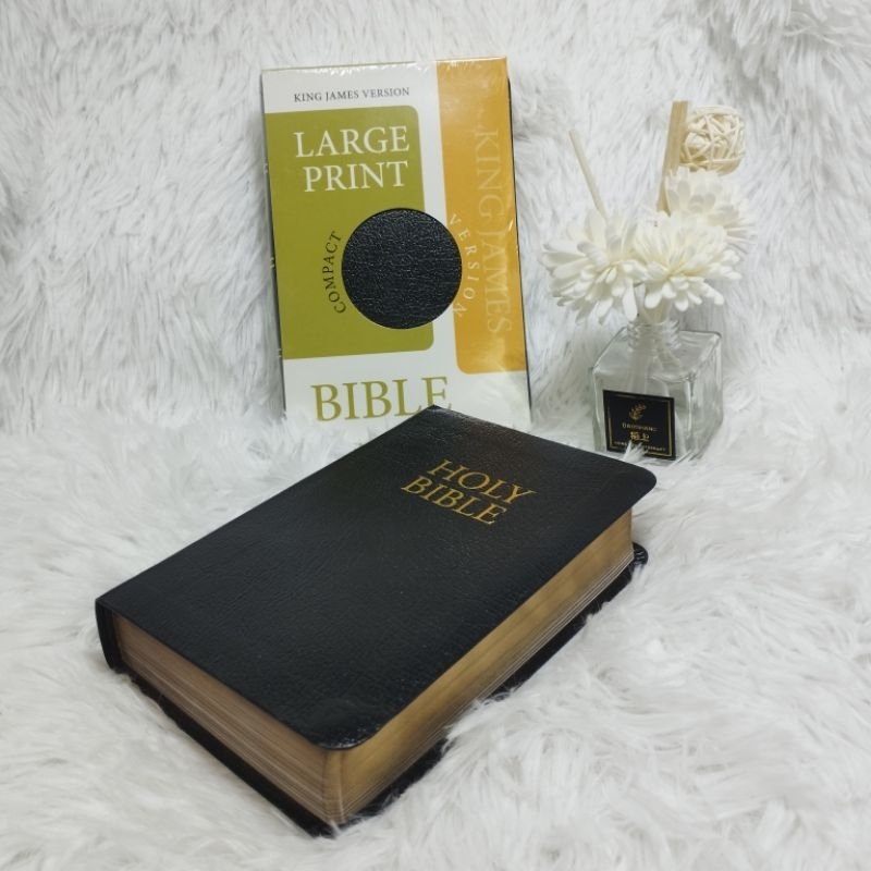 1pc Bonded Leather Cover Compact Bible KJV Large Print Red Letter