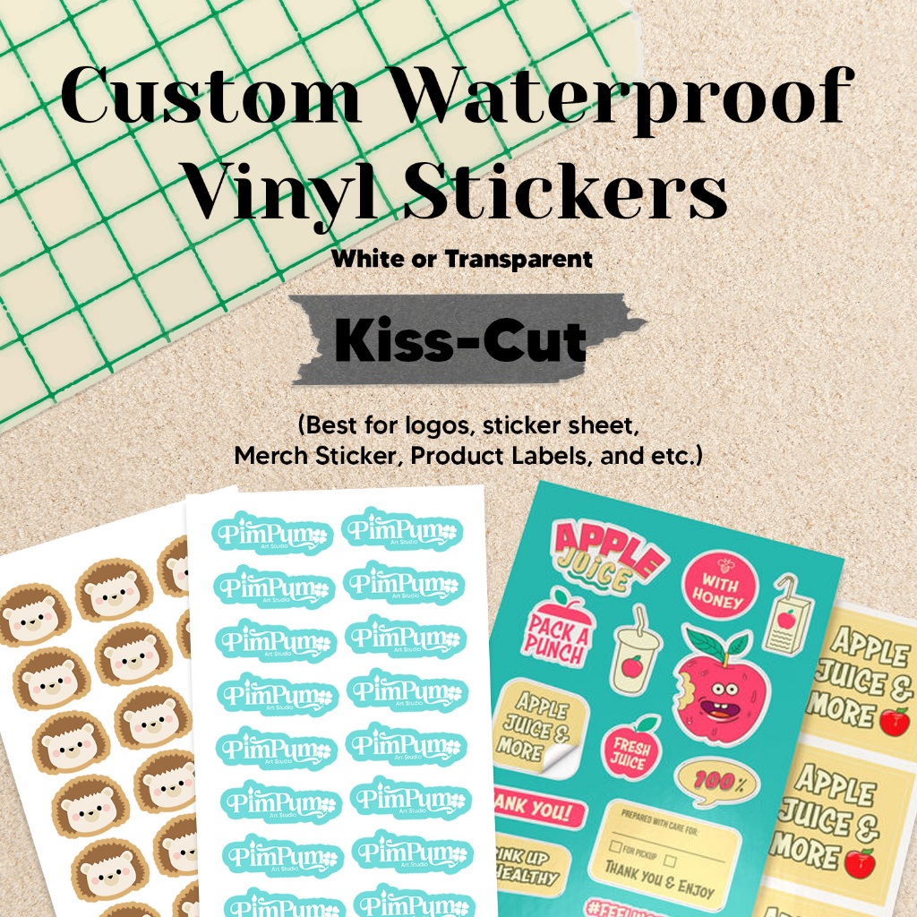 Custom Waterproof Vinyl Stickers | A4 size | Kiss-cut Sticker | Print ...