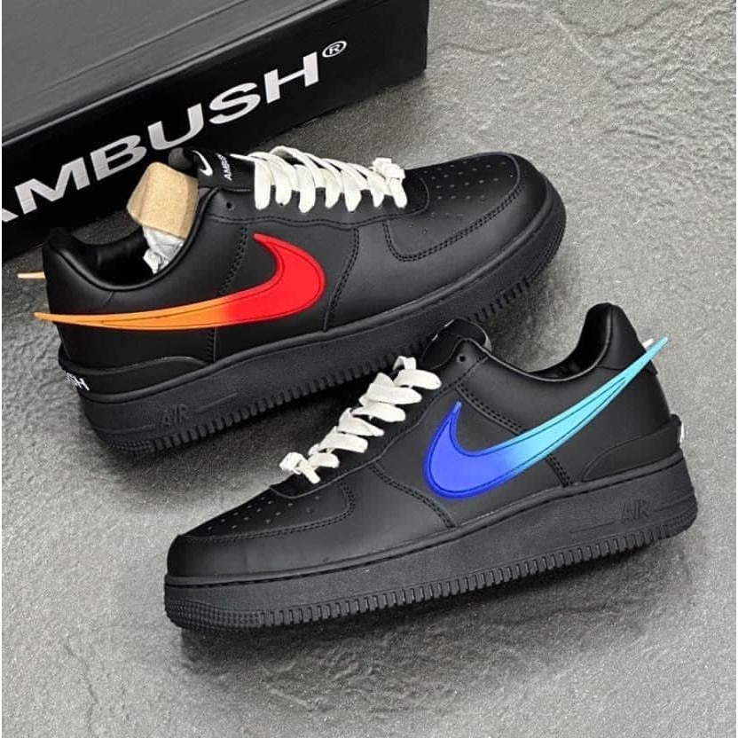 Nike air force hot sale black with white swoosh