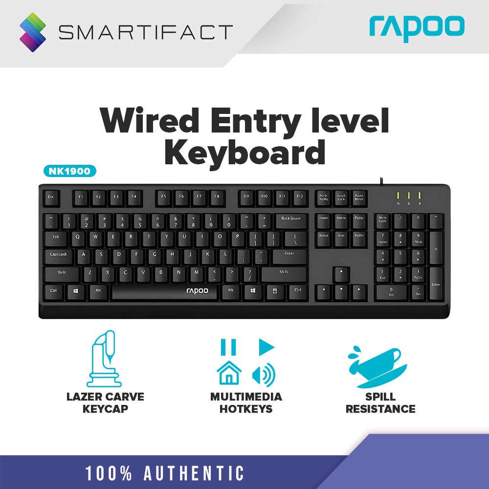 Rapoo NK1900 Wired Keyboard Entry level Spill-resistant Wired Keyboard ...