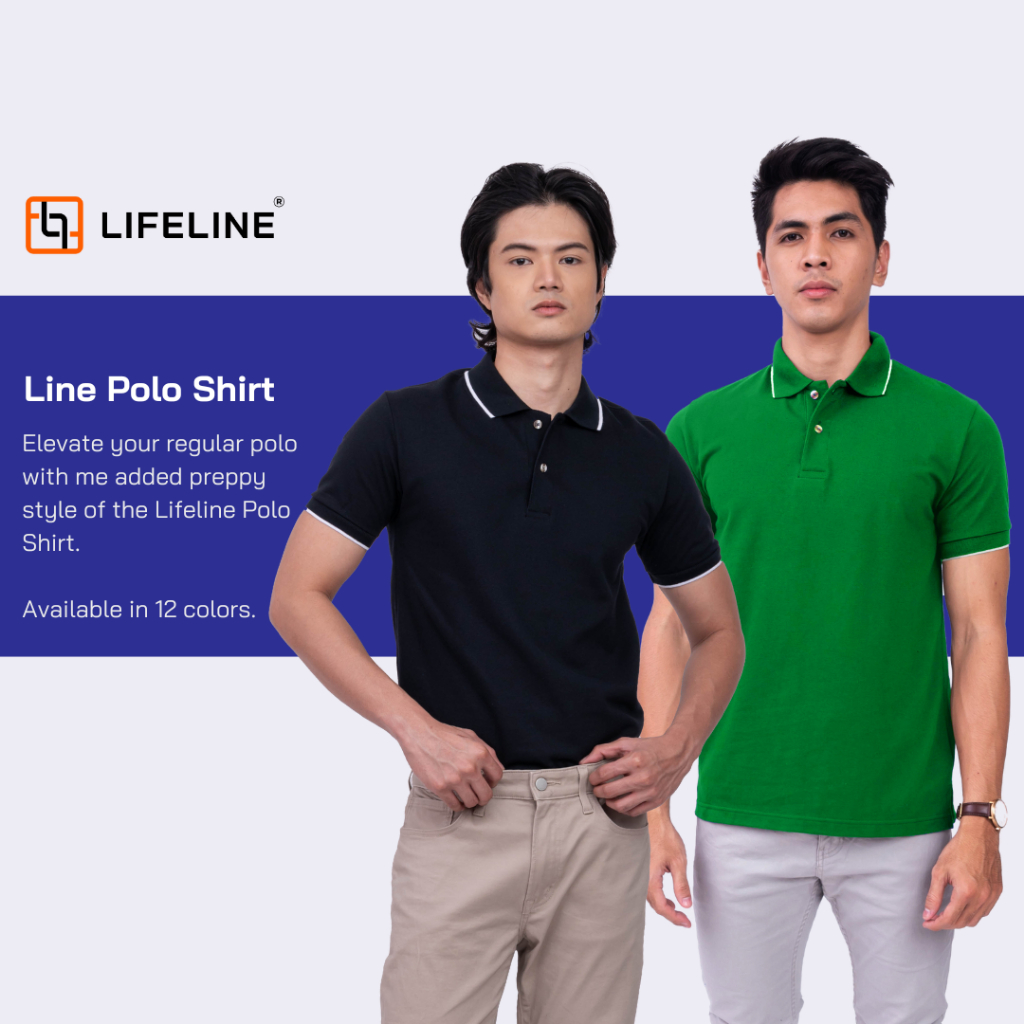 Lifeline Line Polo Shirt (White | Black | Gold Yellow | Emerald Green ...