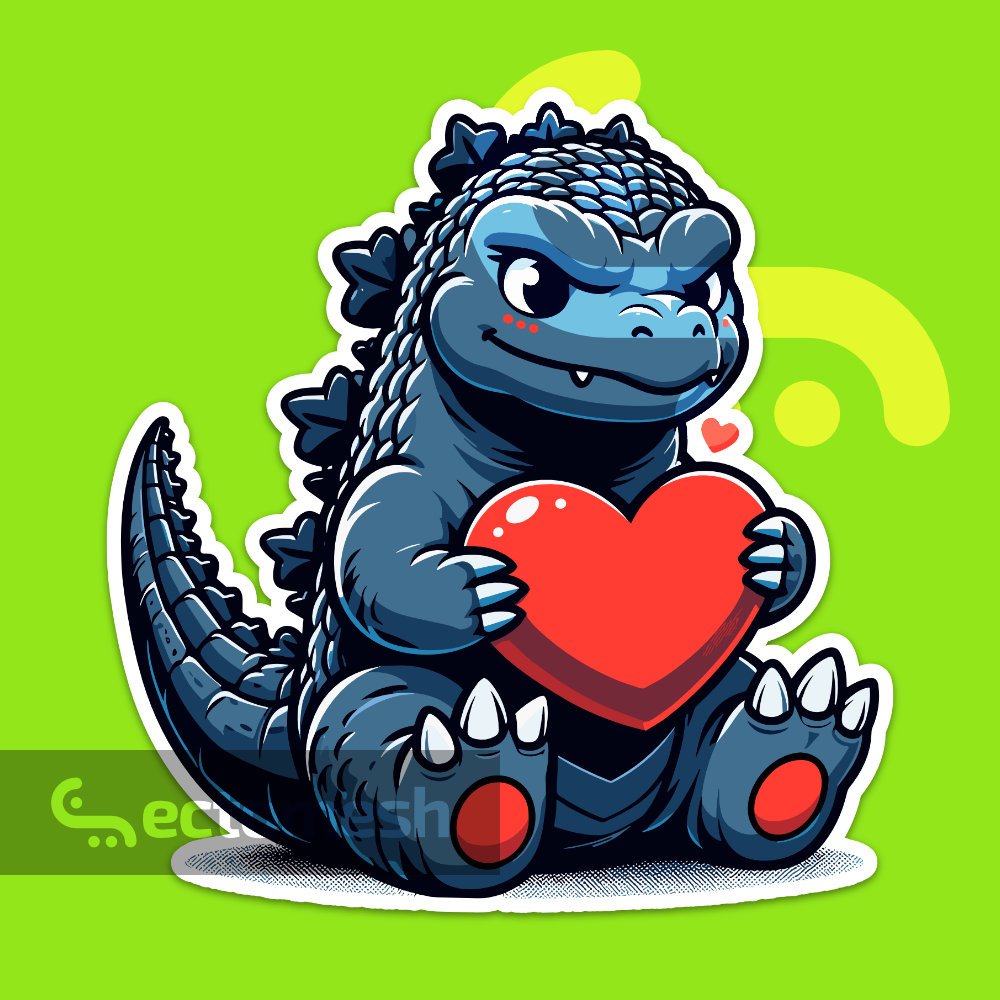 Godzilla Chibi Heart - Vinyl Waterproof Sticker by EctoMesh | Shopee ...