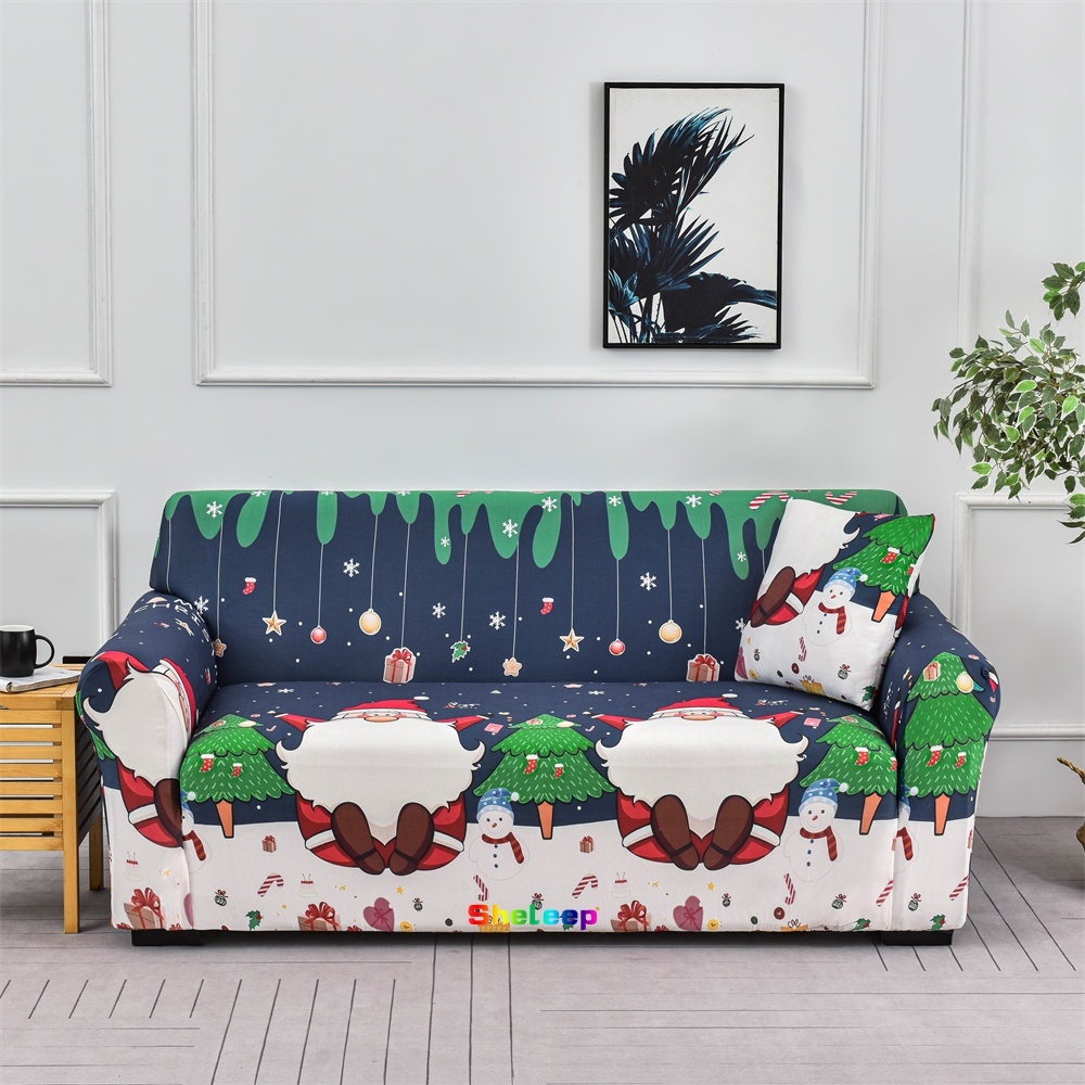 Sheleep Christmas Design Sofa Cover Regular L Shape Sofa Cover Ottoman Cover Set Cover Strechable