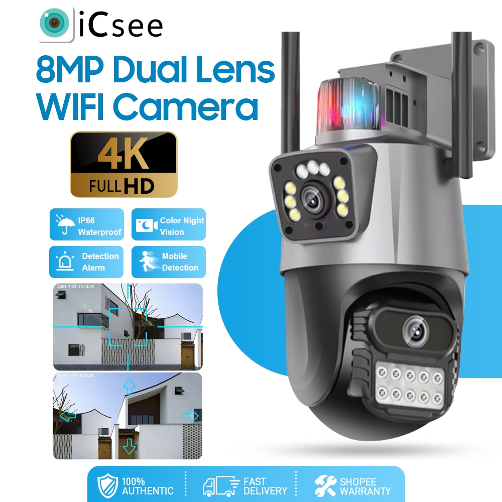 ICSEE XM R13 4K 8MP WiFi IP CCTV Camera Outdoor Dual Lens Dual