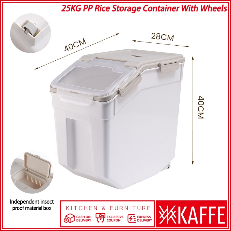 Rice Storage Container with Wheels Seal Locking Lid PP Storage ...