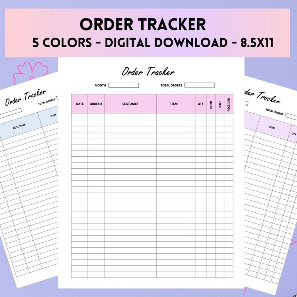 Order Tracker - Printable Order Tracker - Small Business Checklist ...