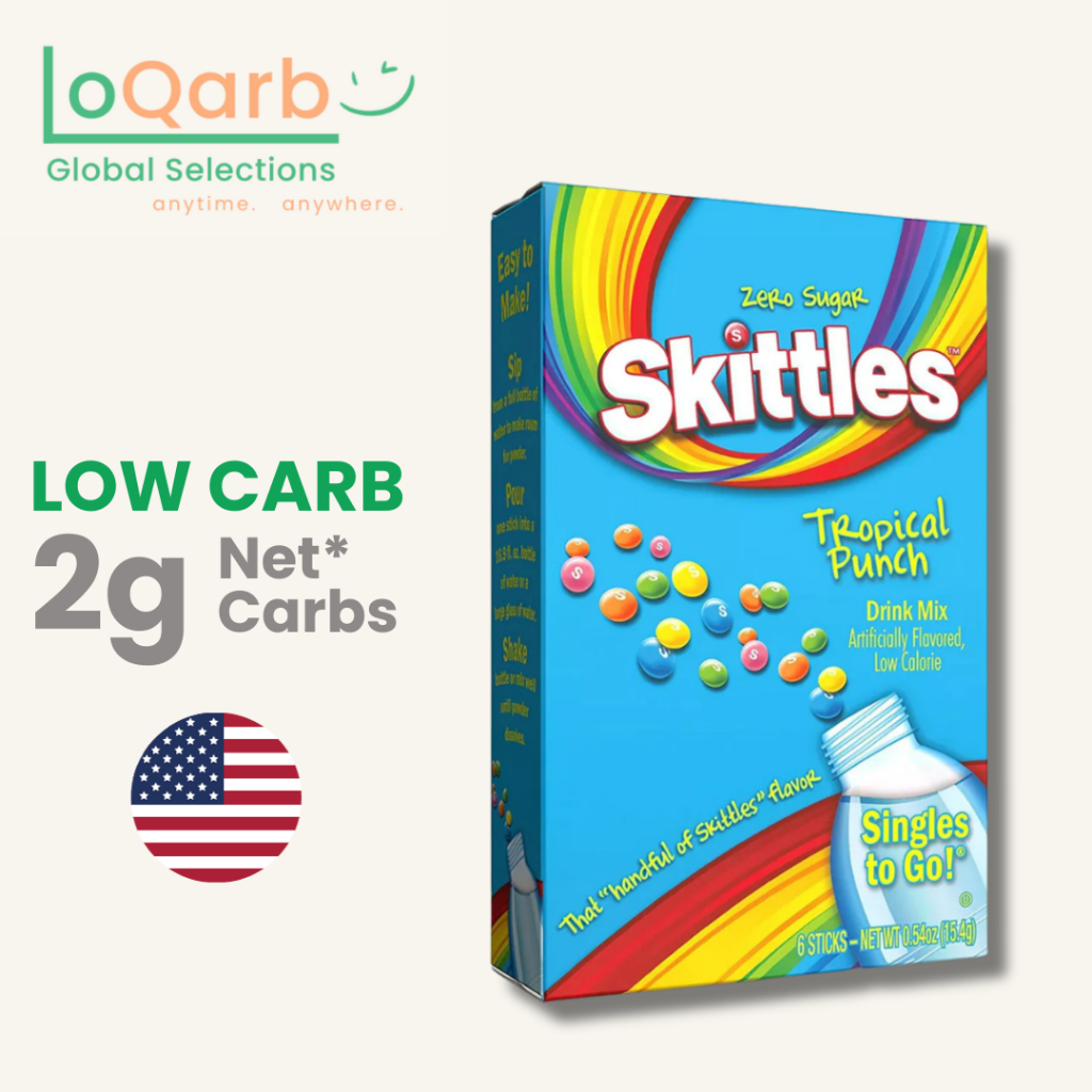 Skittles Singles To Go Drink Mix, Tropical Punch, 1 Box 6 Sticks, Low