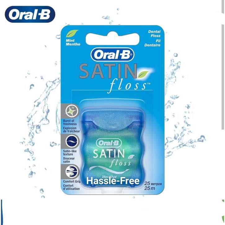 Oral-b Dental Floss Satin Floss Mint Flavor (25m) Made In Germany 