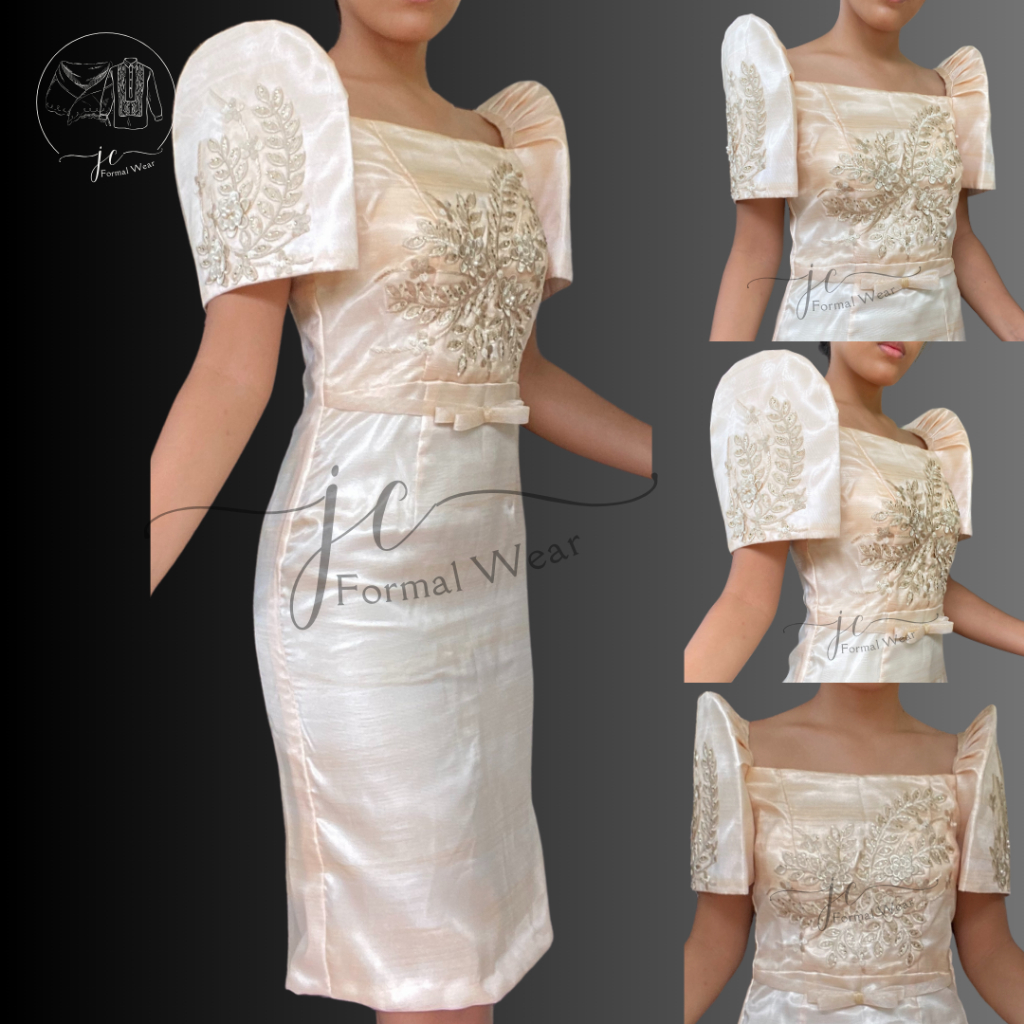 Modern Filipiniana Dress Mistiza Sleeves Pina Organza Fabric | Shopee ...
